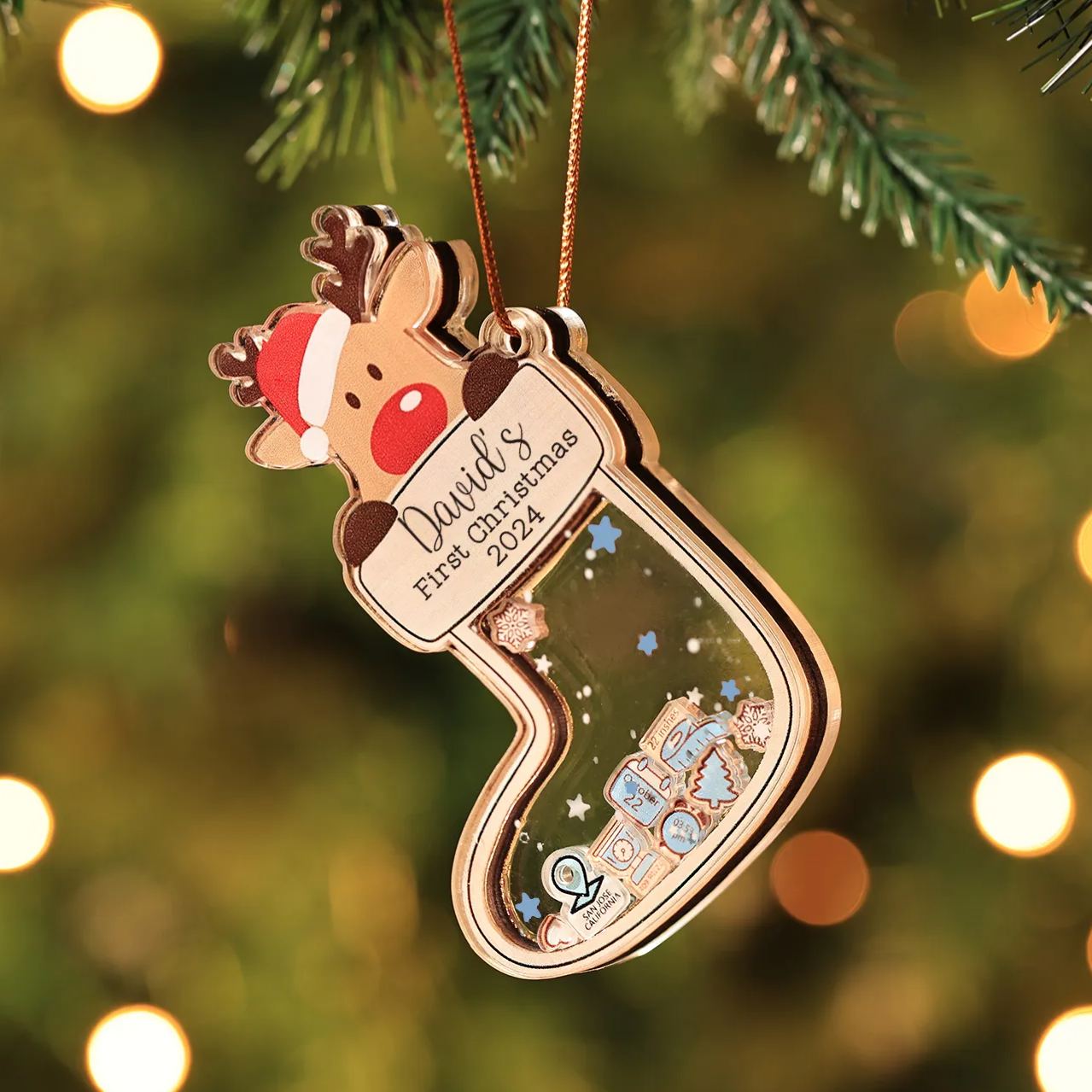 Personalised Baby's First Christmas Ornament - Custom 4 texts & 1 Name & 1 Date & 1 Year Keepsake | Jessemade
