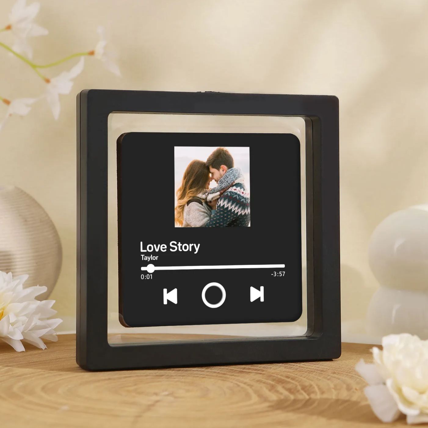 Personalized Photo Fridge Magnet with Favorite Song – Elegant Gift for Couples in Black or Color | Jessemade