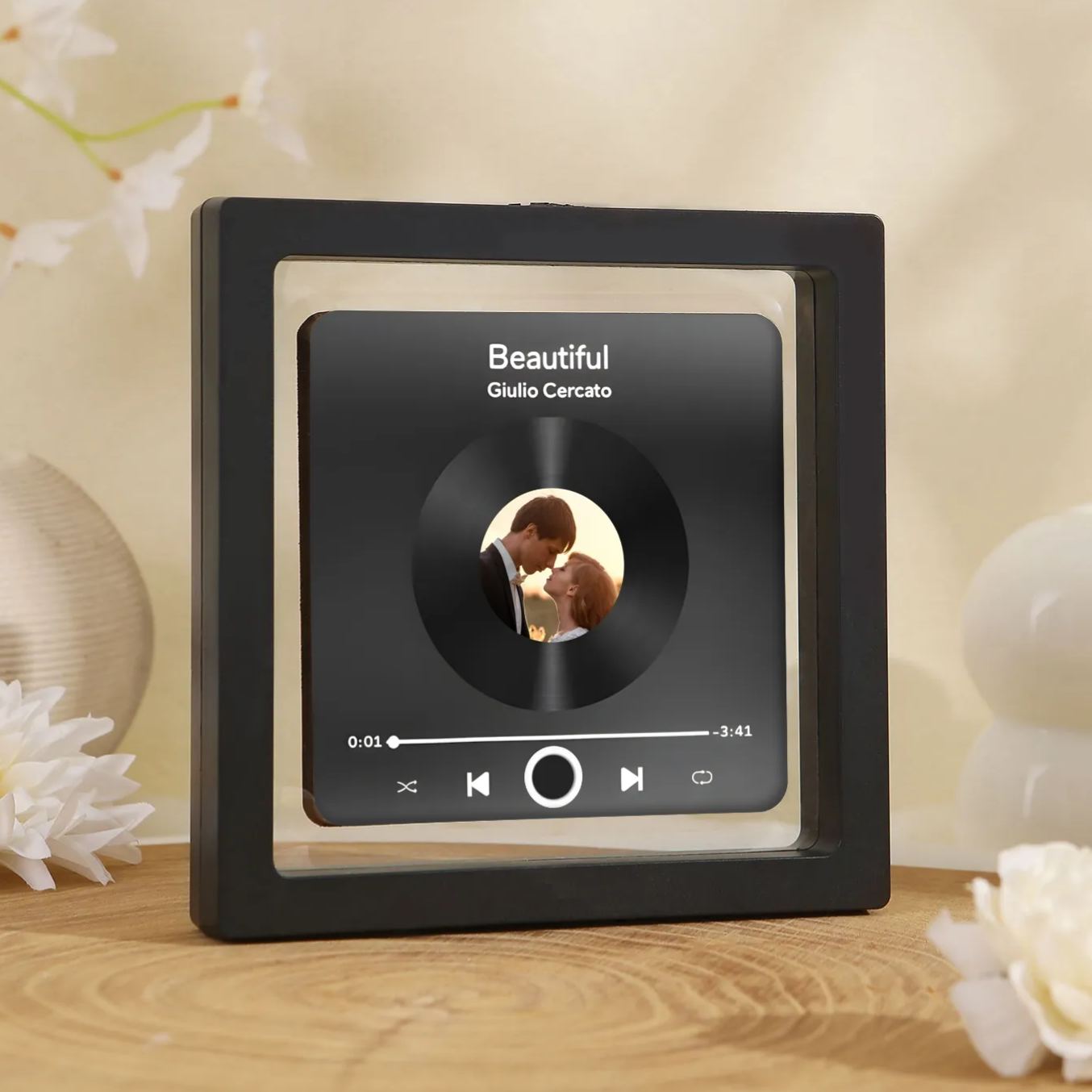 Personalized Photo Fridge Magnet with Favorite Song – Elegant Gift for Couples in Black or Color | Jessemade