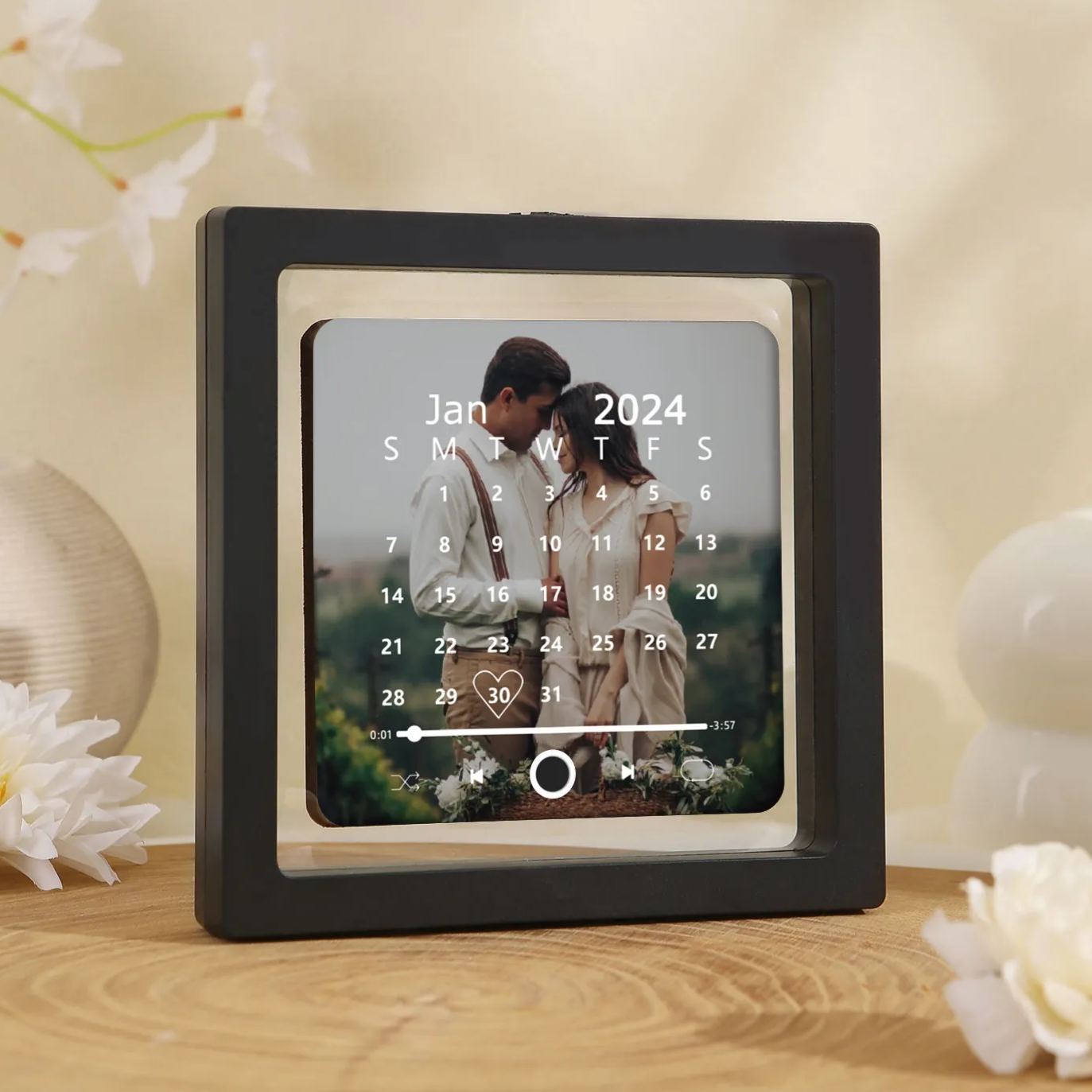 Personalized Photo Fridge Magnet with Custom 2 Names & 1 Date & 1 Photo – Elegant Gift for Couple | Jessemade