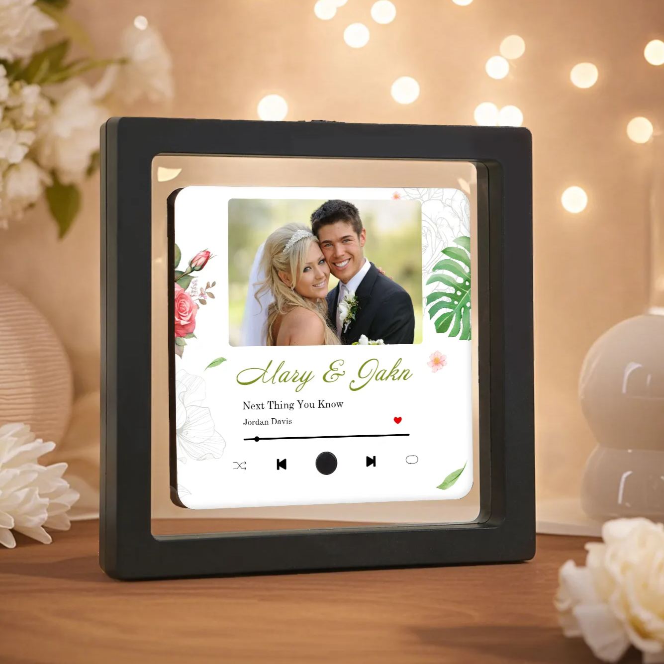 Personalized Music Fridge Sticker with 2 Names, 1 Photo & 1 Song – Romantic Valentine’s Day Gift for Him/Her | Jessemade