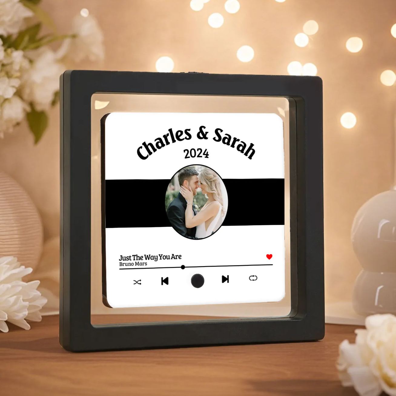 Personalized Music Fridge Sticker with 2 Names, 1 Photo & 1 Song – Romantic Valentine’s Day Gift for Him/Her | Jessemade