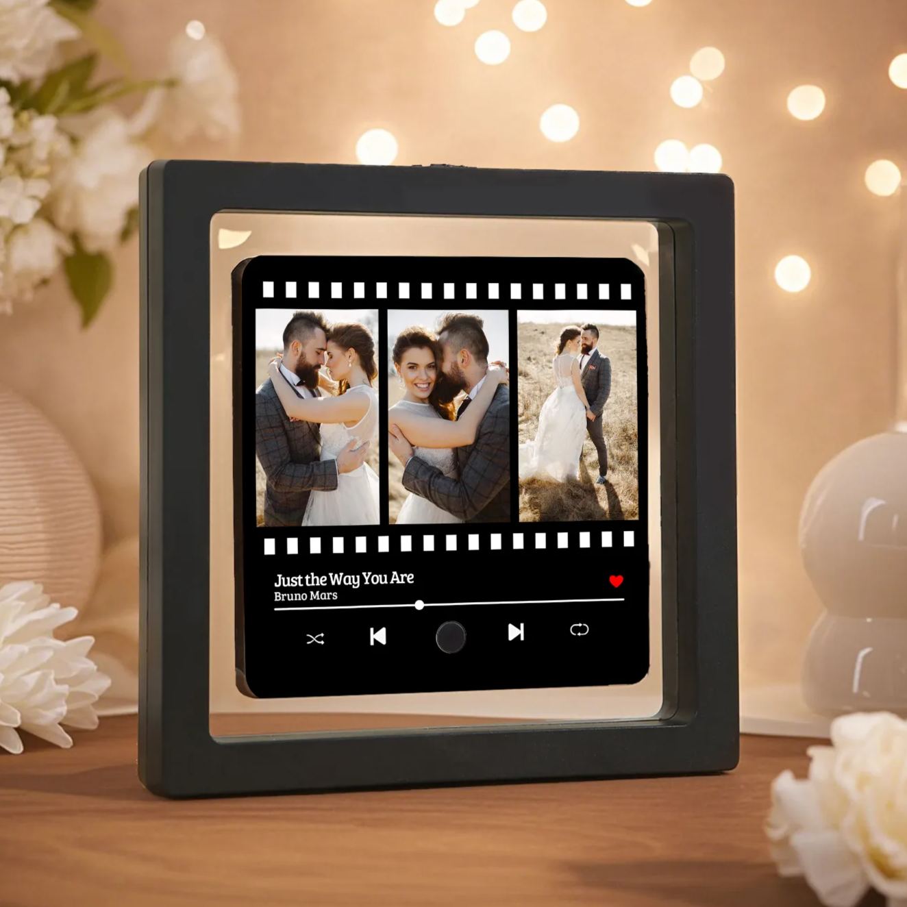 Personalized Music Refrigerator Sticker with 4 Photos, 2 Names, 1 Date, and Favorite Song – Valentine's Day Gift for Him/Her | Jessemade