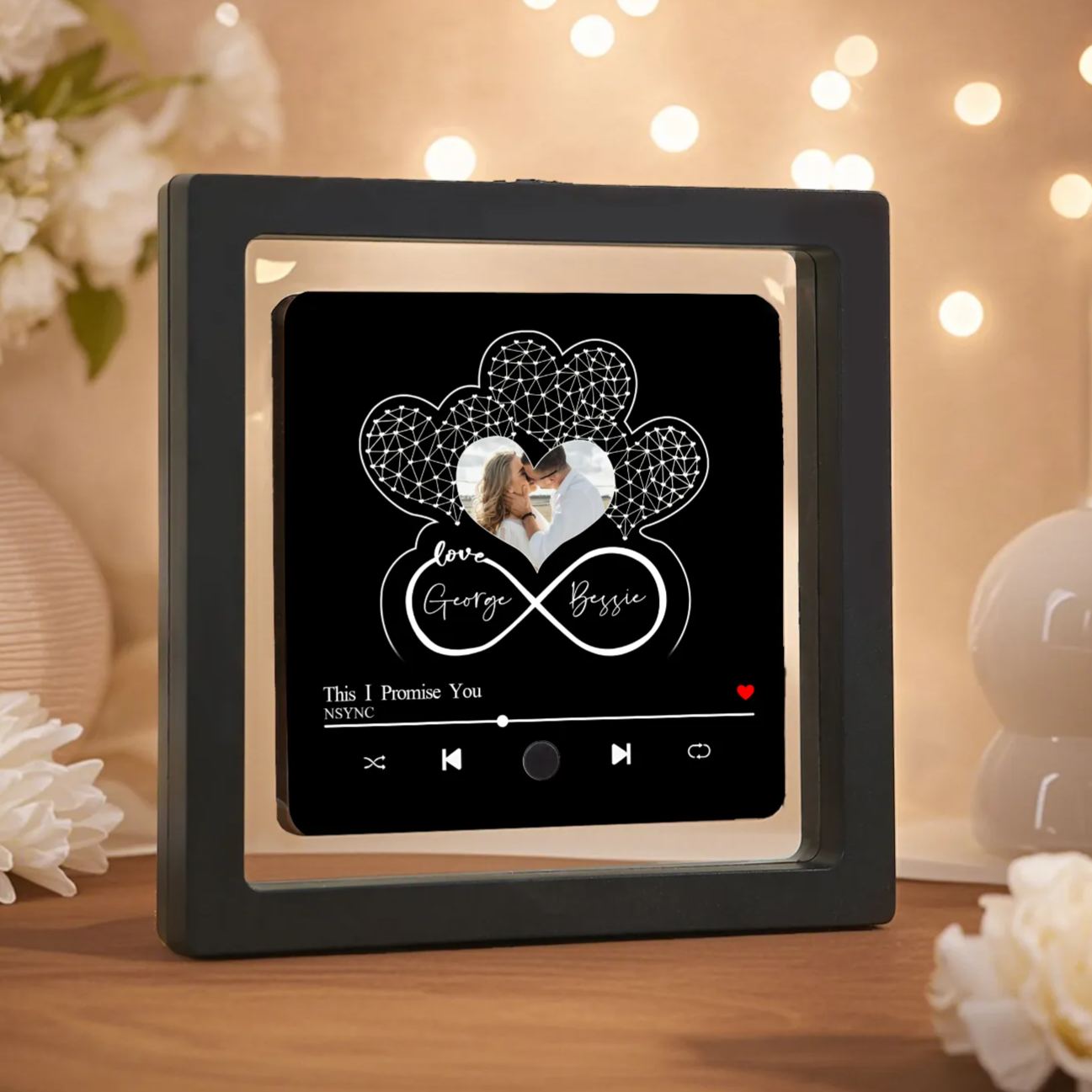 Personalized Music Fridge Magnet with Custom Photo, 2 Names & Song – Perfect Valentine’s Day Gift for Him/Her | Jessemade