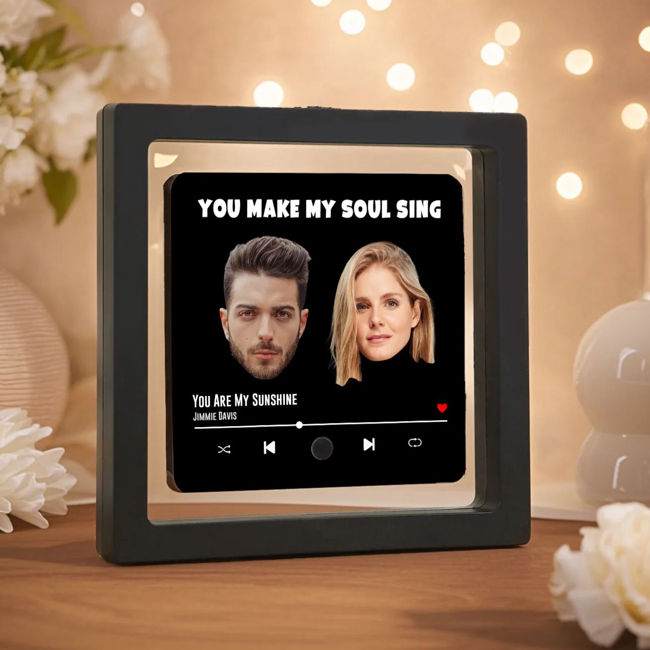 Personalized Music Fridge Magnet with Custom 2 Photo, 1 Text & Song – Valentine’s Day Gift for Him/Her | Jessemade