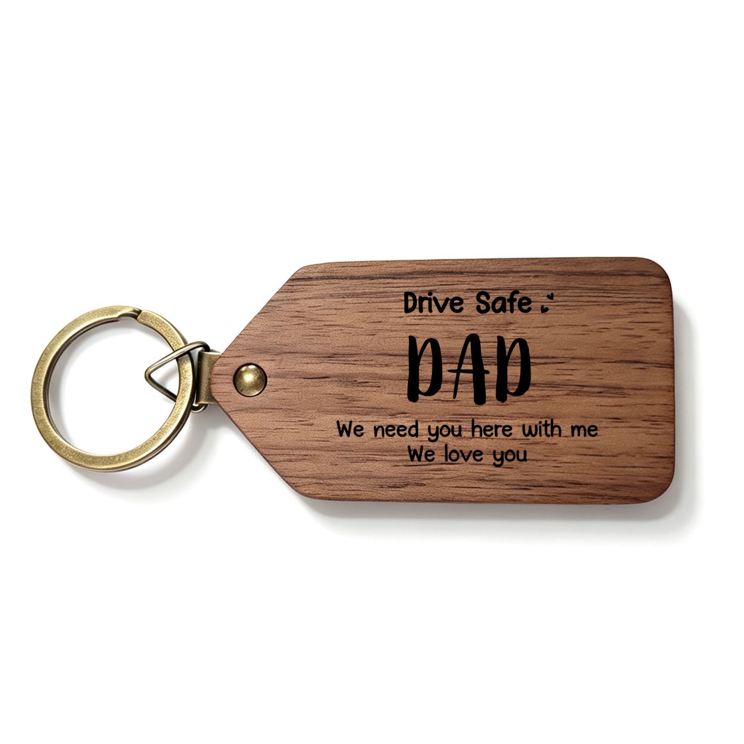 Personalized Wooden Photo Keychain Drive Safe Dad