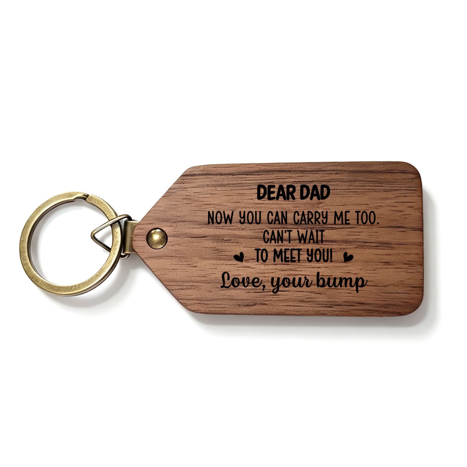 Personalized Wooden Photo Keychain for New Dad Mom