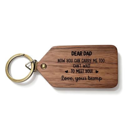 Personalized Wooden Photo Keychain for New Dad Mom