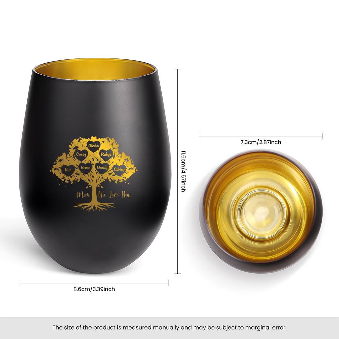 Personalized glass candle holder with family tree custom with up to 10 names