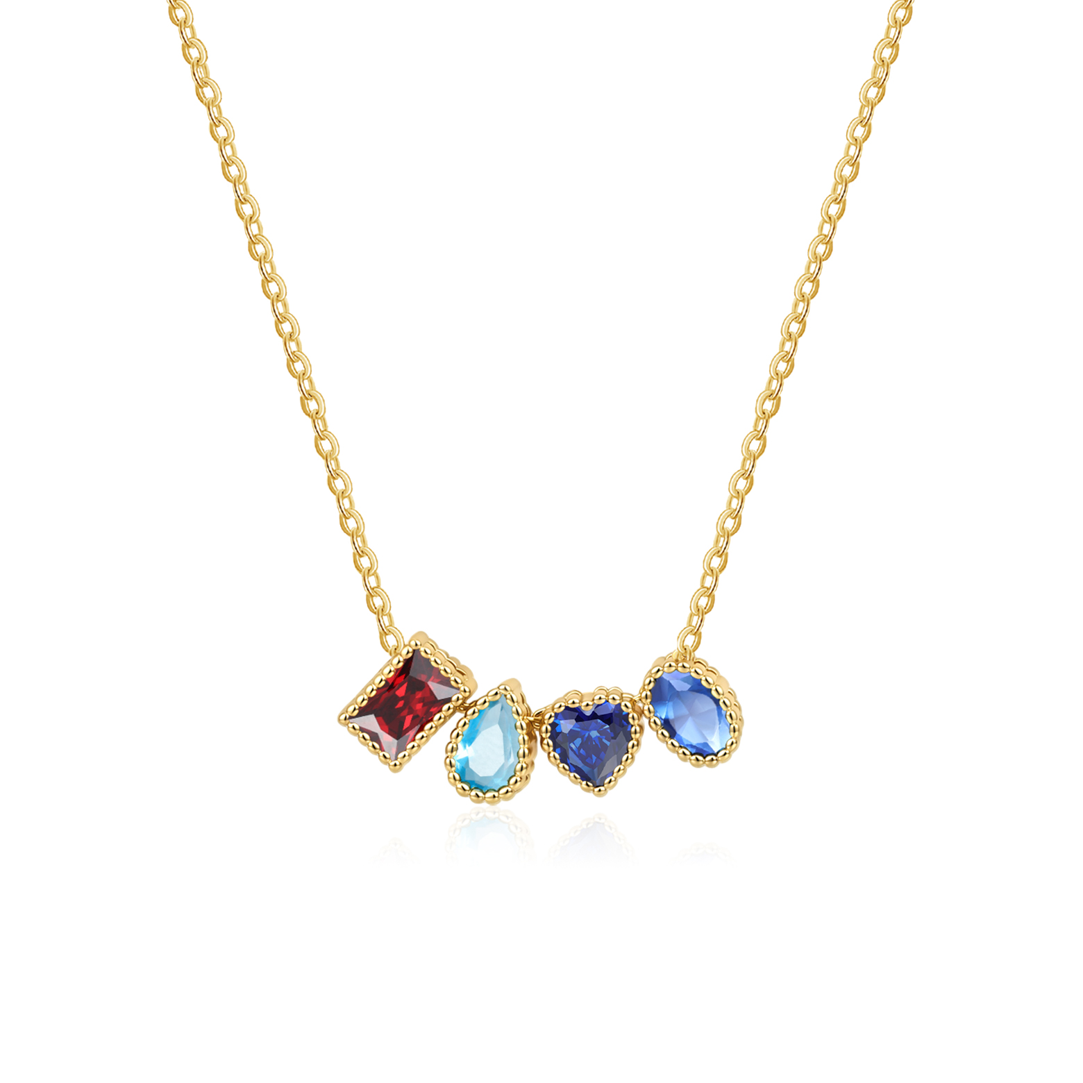 Personalized Birthstone Charm Necklace Customized with 1-6 Stones