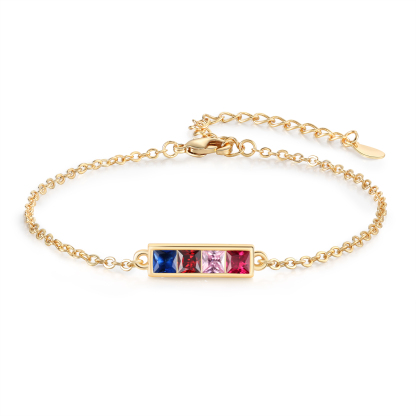 S925 Sterling Silver Family Birthstone Bracelet Customizable with 1–6 Stones Minimalist Gold Bracelet