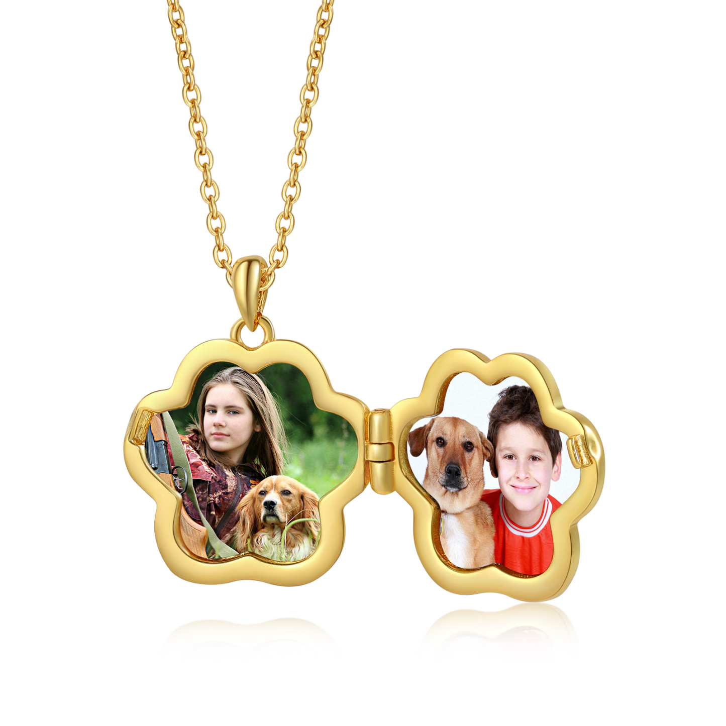 Personalized Paw Print Locket Necklace – Custom Photo & Engraving Gift for Pet Lovers