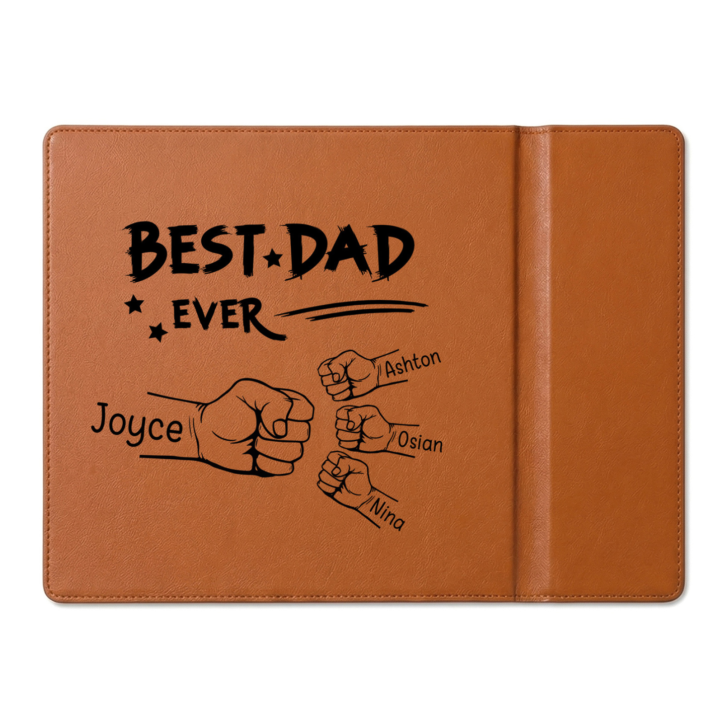 Personalized Leather Desk Pad With Wireless Charging Function Custom with 1-6 Names And Fist Bumps