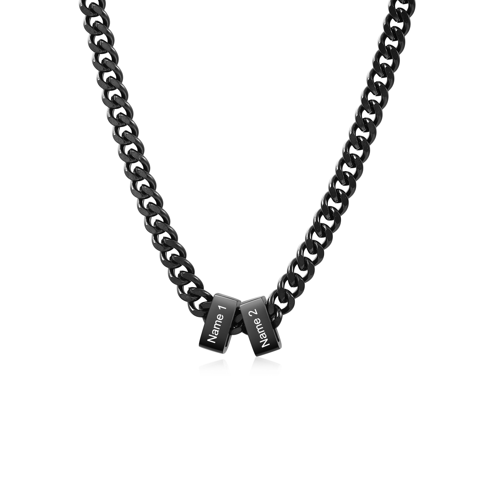 Personalized Mens Cuban Link Chain Necklace with 1–6 Names