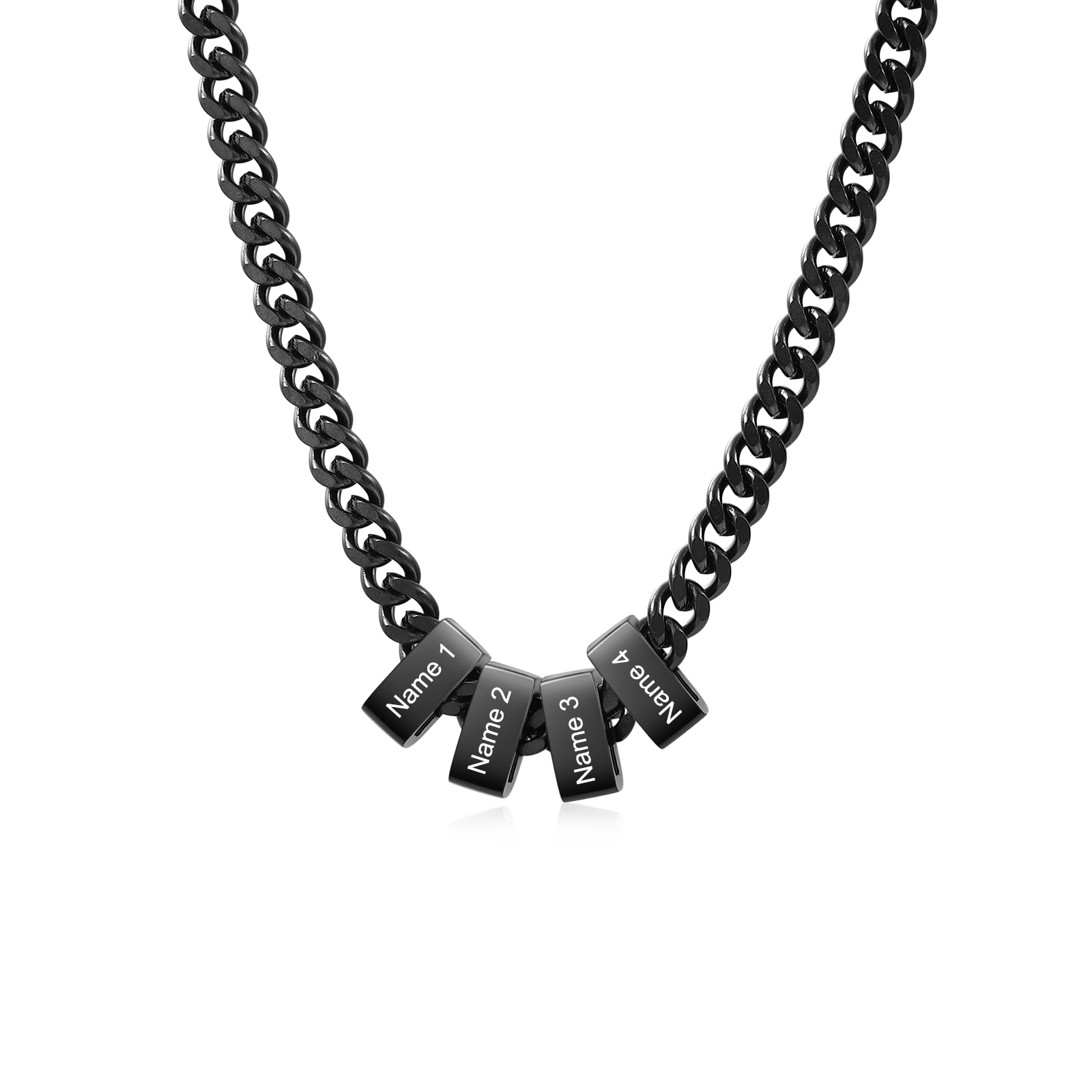 Personalized Mens Cuban Link Chain Necklace with 1–6 Names