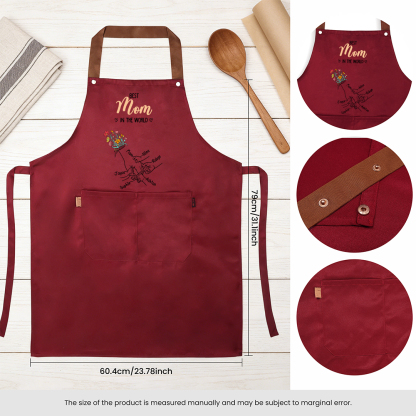 Personalized Floral Kitchen Apron Holding Hands Custom with 2–7 Names Gift for Mom or Grandma
