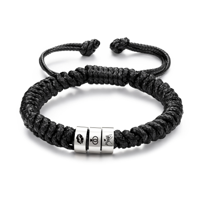Personalized Braided Rope Bracelet Adjustable Customized with 2-6 Names Beads