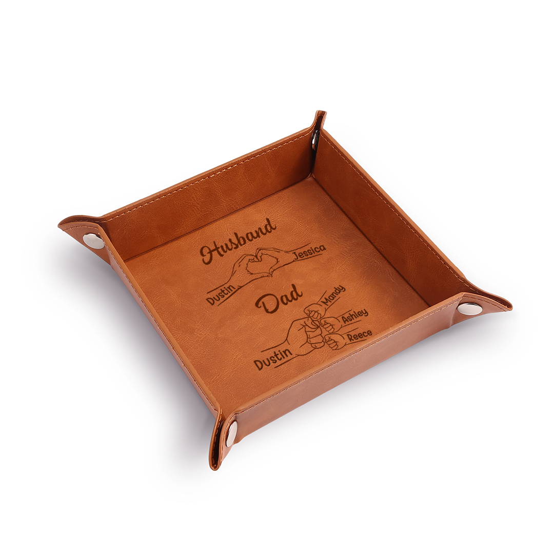 Personalized Leather Valet Tray Gift for Dad & Husband