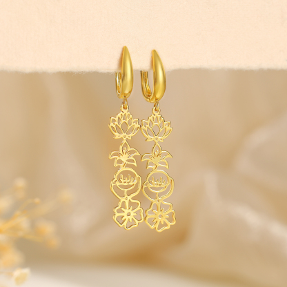 Personalized Birth Flower Earring Floral Dangle Earrings