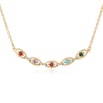 Personalized 2–5 Birthstones Gold Chain Necklace for Women