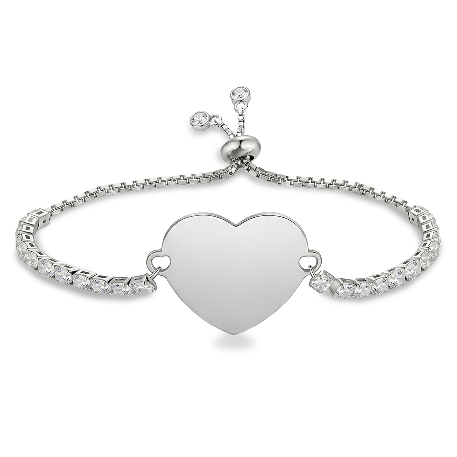 Personalized Memorial Photo Heart Slider Bracelet for Women Tennis Chain Bracelet