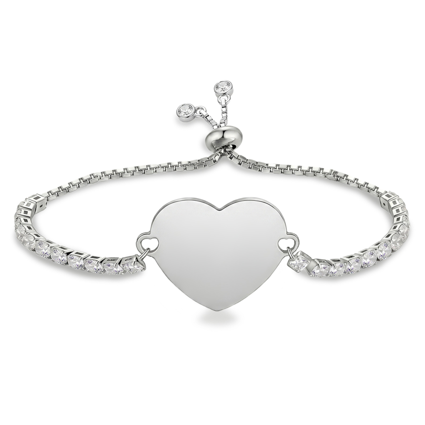 Personalized Memorial Photo Heart Slider Bracelet for Women Tennis Chain Bracelet