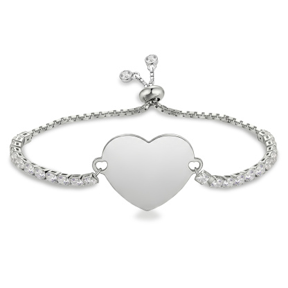 Personalized Memorial Photo Heart Slider Bracelet for Women Tennis Chain Bracelet