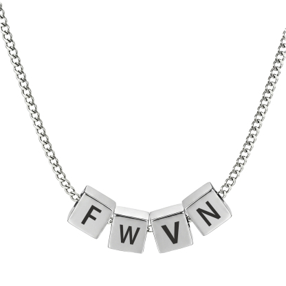 Personalized Men's Stainless Steel Necklace With Letter Cube Gift For Him