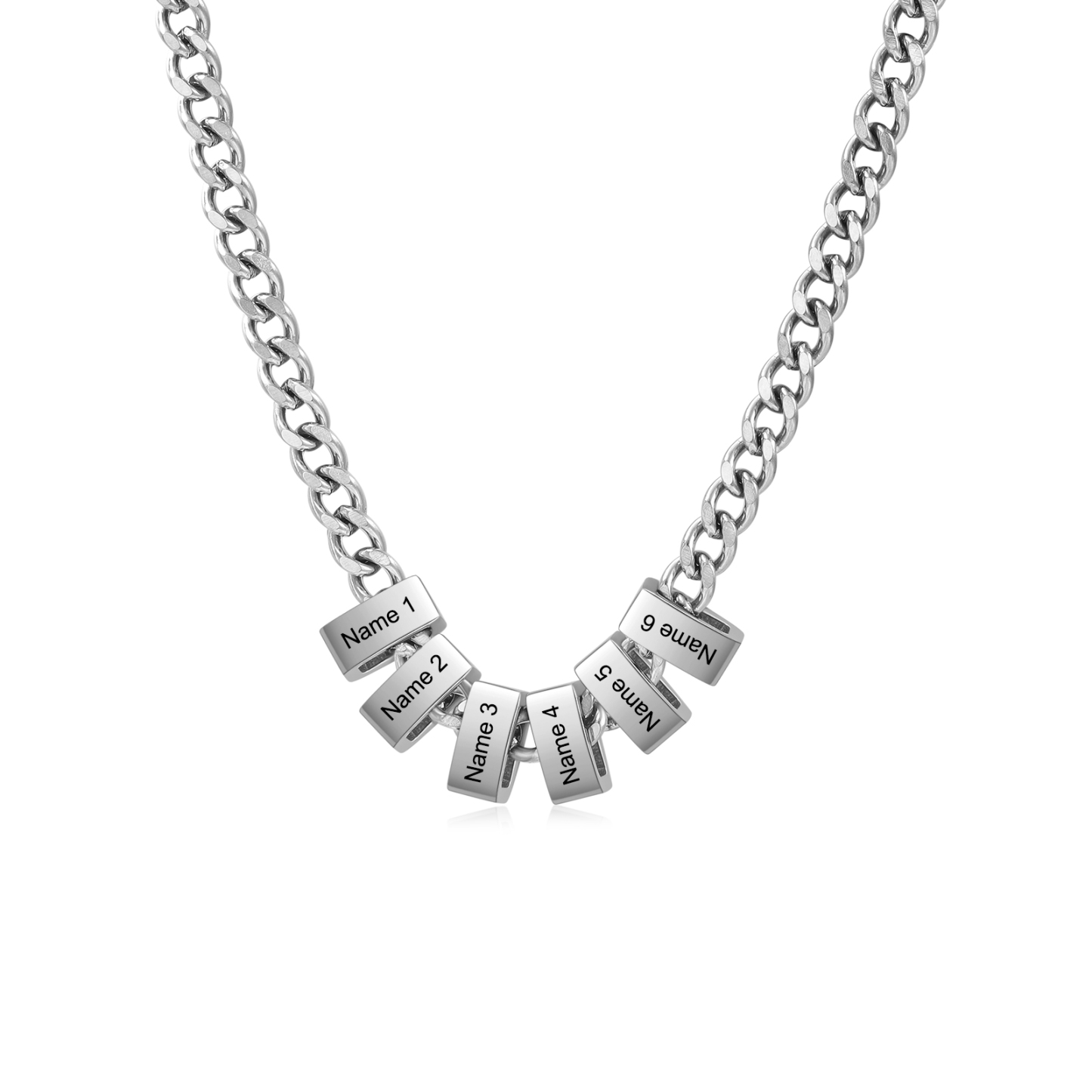 Personalized Mens Cuban Link Chain Necklace with 1–6 Names