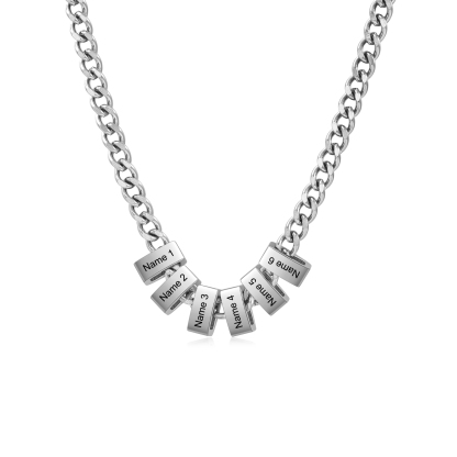 Personalized Mens Cuban Link Chain Necklace with 1–6 Names