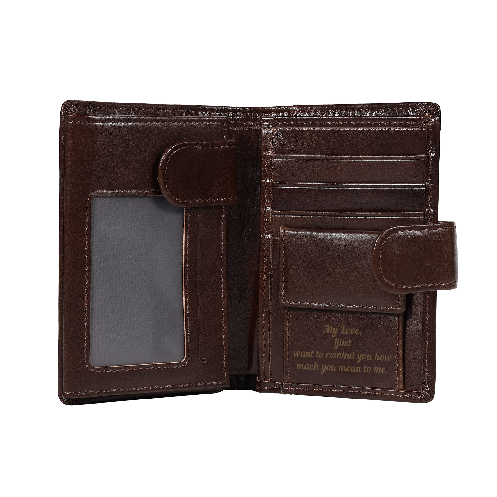 Personalized Leather RFID Blocking Bifold Wallet for Men with Snap Closure