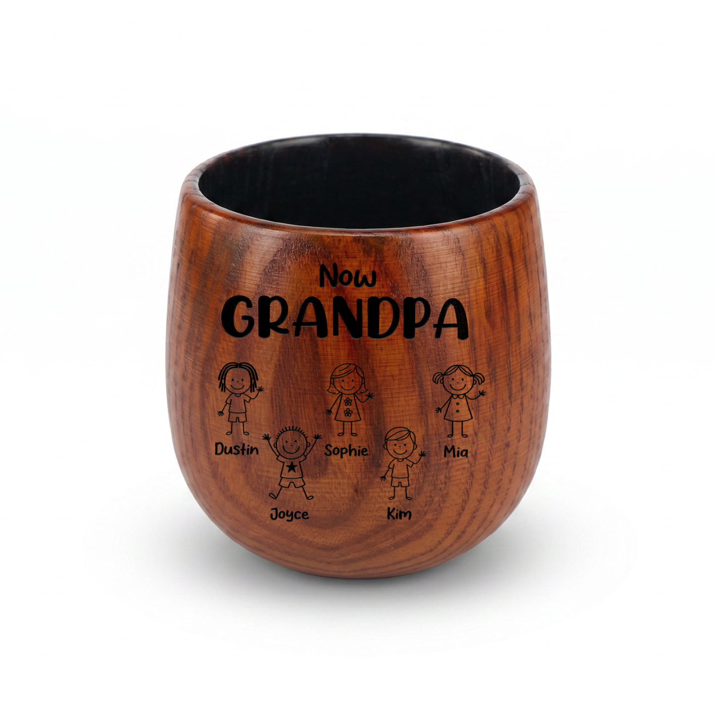 Personalized Wooden Whisky Cup for Dad or Grandpa Custom with 2-16 Children and Names
