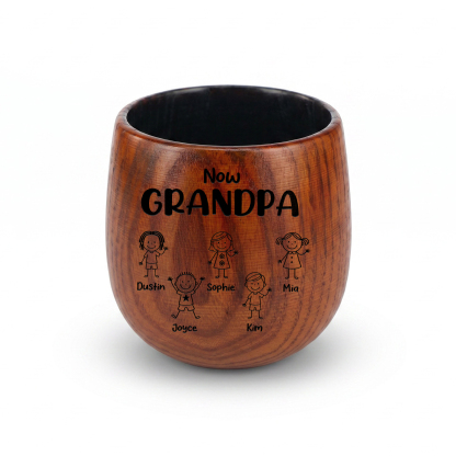 Personalized Wooden Whisky Cup for Dad or Grandpa Custom with 2-16 Children and Names
