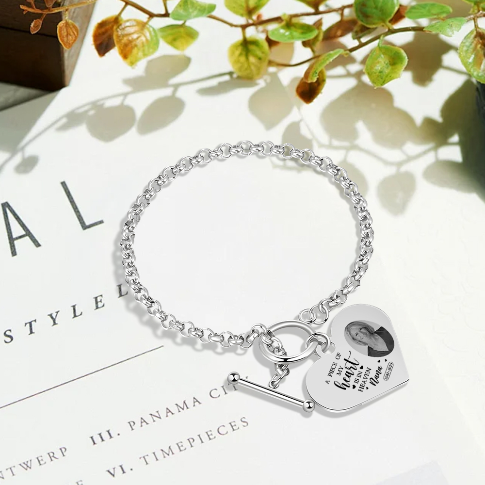 Memorial Heart Bracelet - A piece of my heart is in Heaven