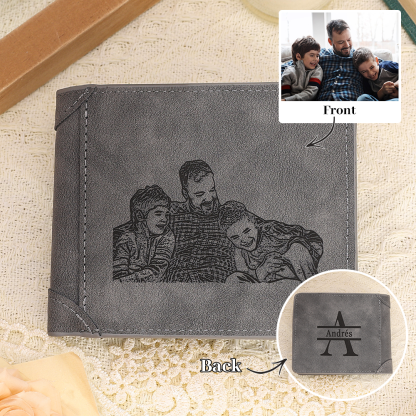 Personalized Men's Wallet with Custom Photo & Name & Letter PU Leather Wallet Couple Gift for Him | Jessemade