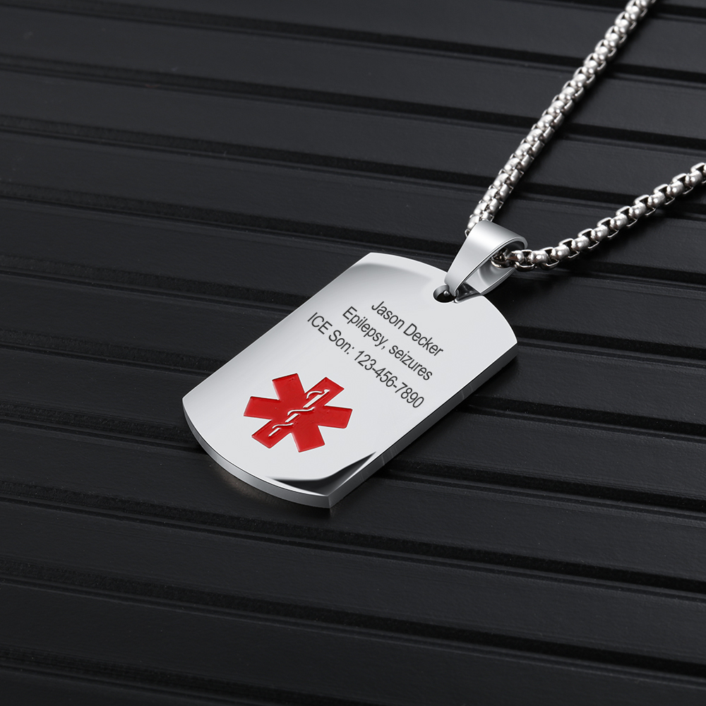 Personalised Medical Alert Necklace with Custom Engraving and Emergency Info Gift for Family | Jessemade