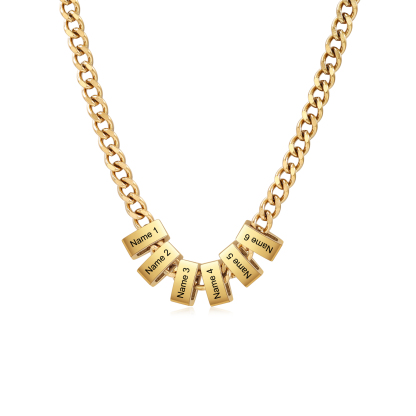 Personalized Mens Cuban Link Chain Necklace with 1–6 Names
