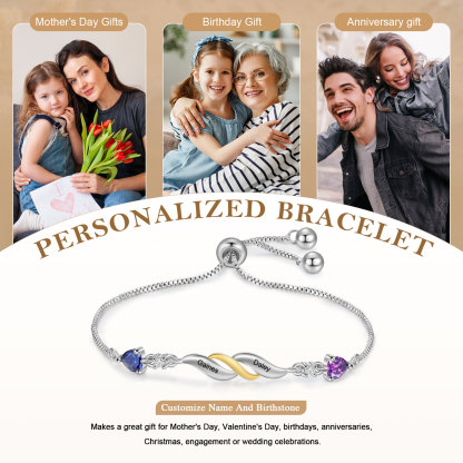 Adjustable Infinity Birthstone Bracelet