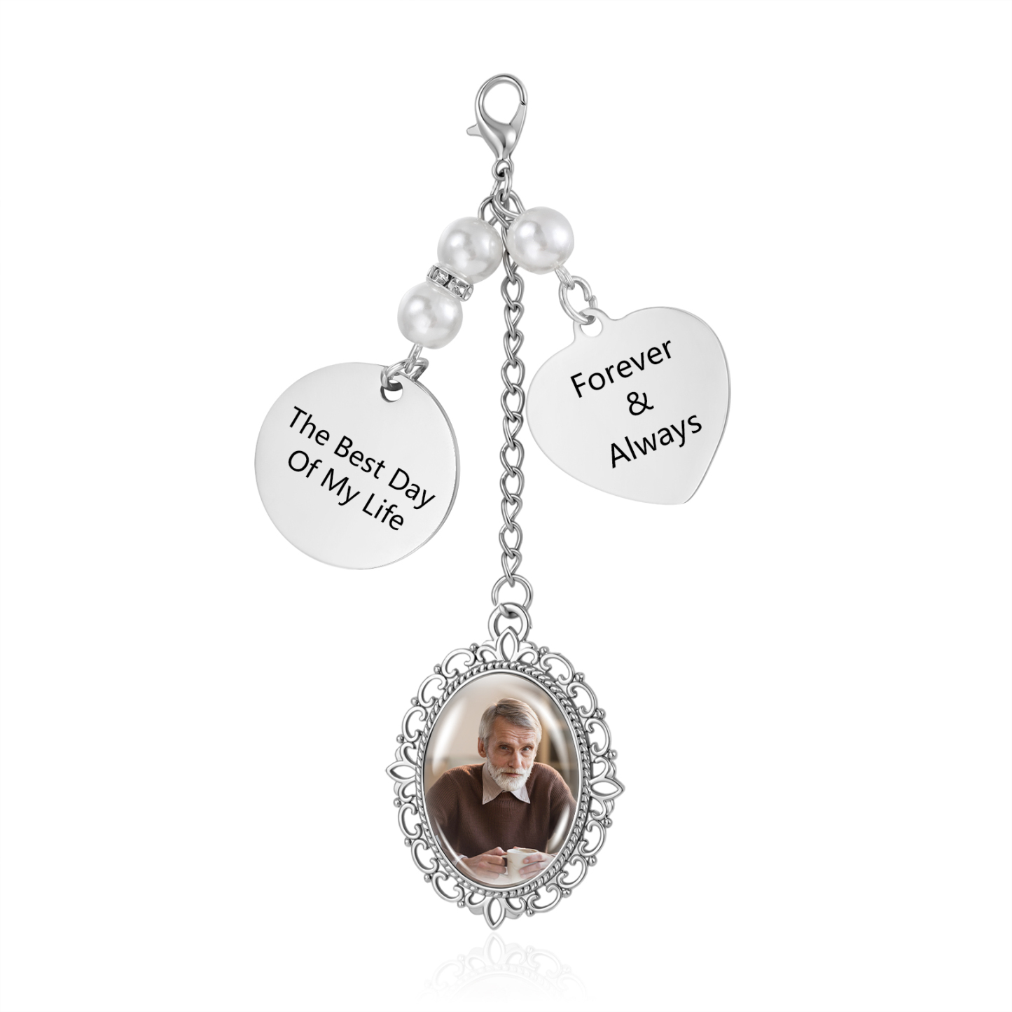 Personalized Bridal Bouquet Charm Custom with 1-4 Photos and Text Wedding Keepsake Memorial Gift for Bride Daughter Friend | Jessemade