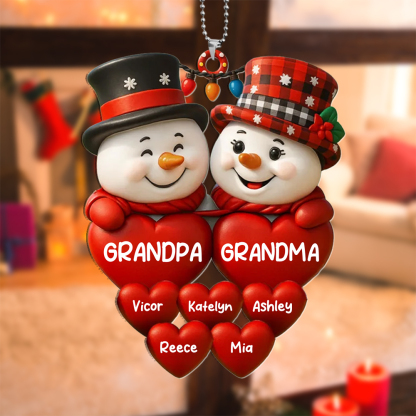 Personalized Snowmen Christmas Tree Ornament with Family Names