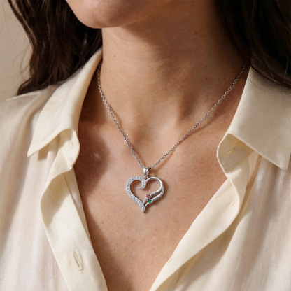 Personalized Heart Necklace with Birthstones Custom with 2–4 Family Names