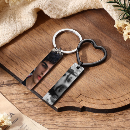Personalized Photo Keychain Necklace Custom with Eyes Lips or Half Face Picture and Custom Text