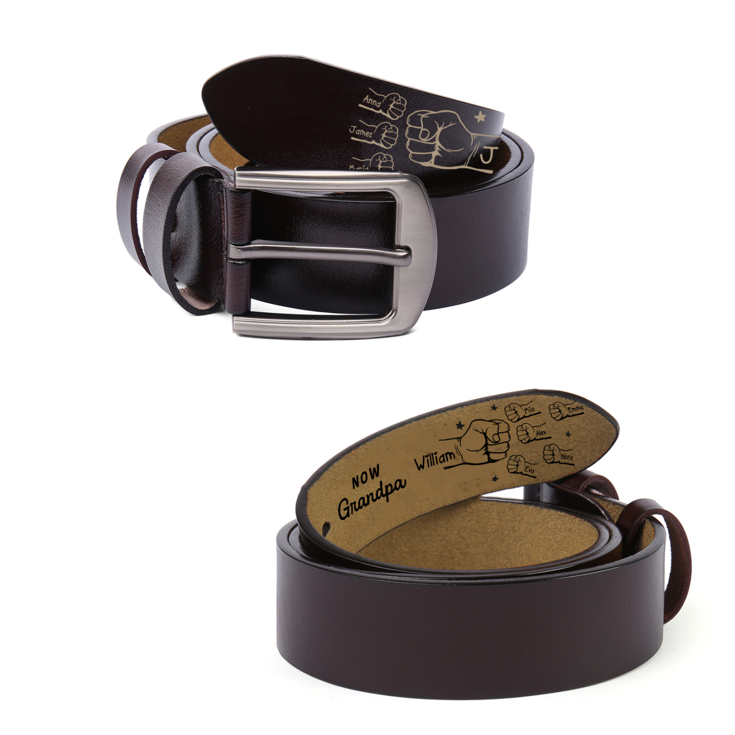 Personalized Leather Belt Custom Engraving Birthday Gift for Grandpa | Jessemade