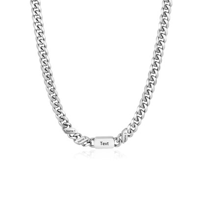 Personalized Cuban Chain Necklace for Dad Grandpa Man Cutsomized with 1-6 Names and Engraved Text