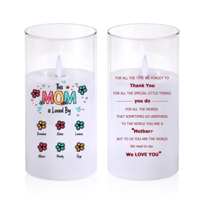 Personalized LED Glass Candle - This Mom Is Loved By