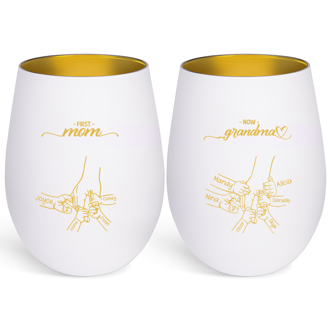 Personalized Glass Candle Holder Holding Hand with 2–14 Children's Names First Mom Now Grandma