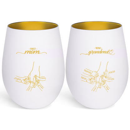 Personalized Glass Candle Holder Holding Hand with 2–14 Children's Names First Mom Now Grandma