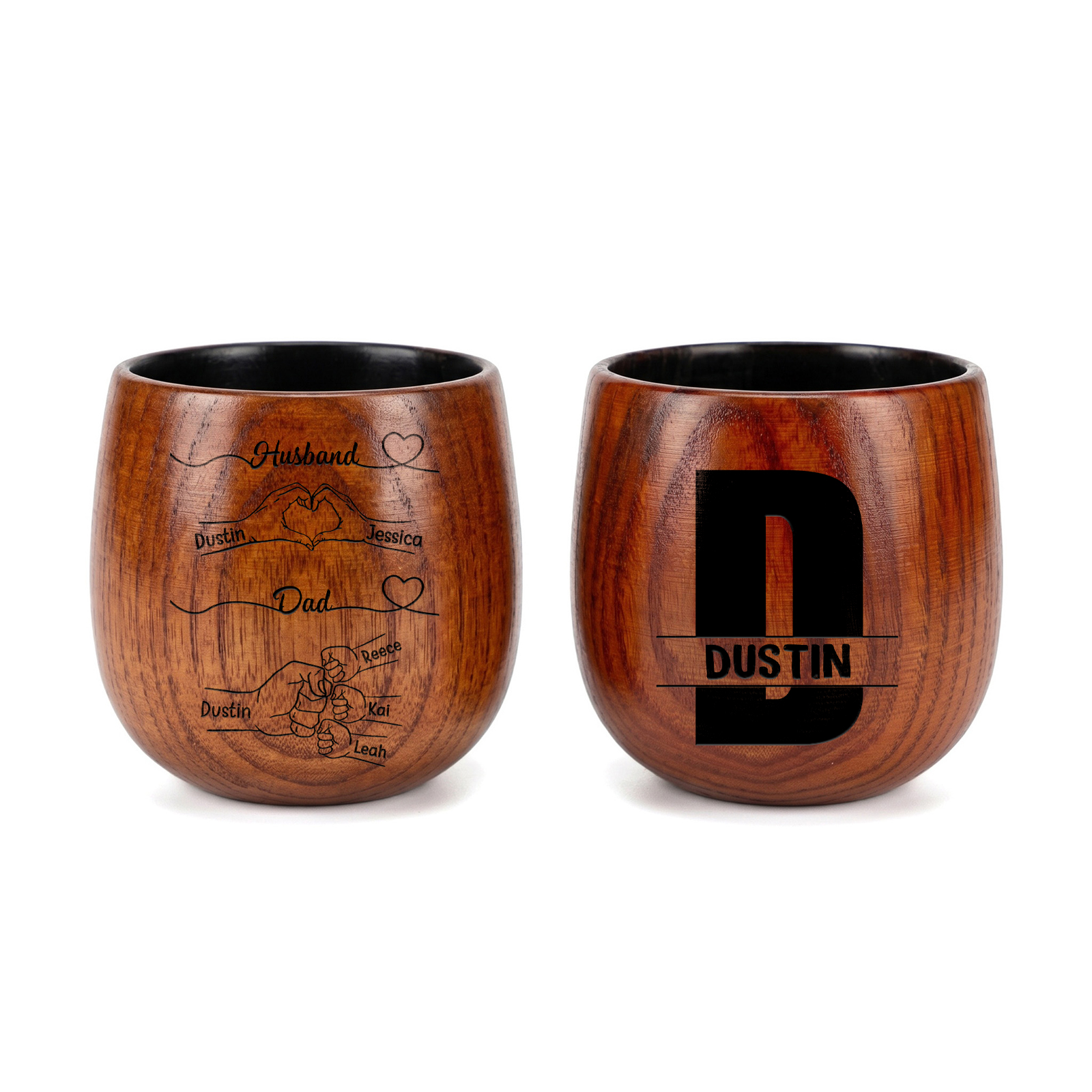 Personalized Wooden Whisky Tumbler for Husband or Dad