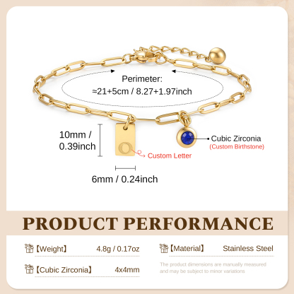 Personalized Birthstone Initial Anklet Minimalist Summer Anklet Bracelet