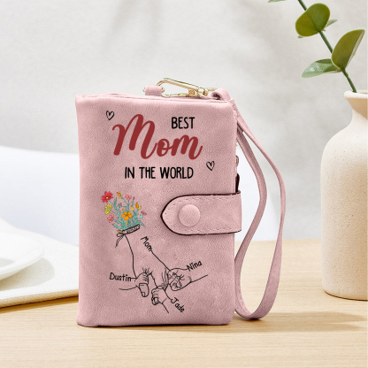 Personalized Pink Wristlet Purse Wallet for Mom or Grandma